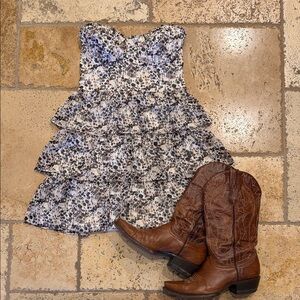 Guess Black and White Floral Tiered Dress